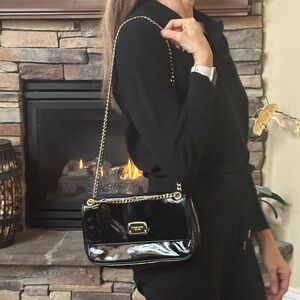 Michael Kors black patent handbag
